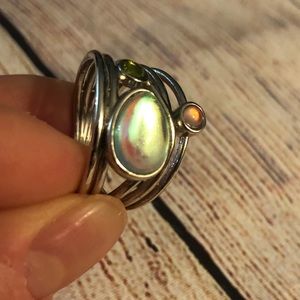 2/$30 Abstract artsy ring multi stone silver